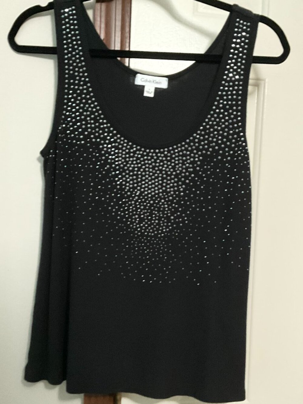 Calvin Klein Sleeveless Embellished Black Tank Top Size Large